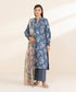 Women's Unstitched Blue Lawn 3 Piece Suit